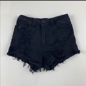 KanCan Distressed Black Shorts 25